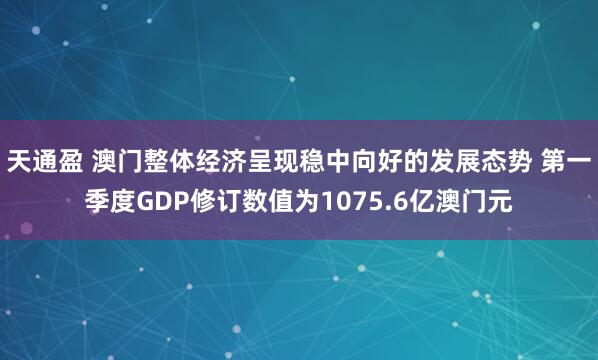 天通盈 澳门整体经济呈现稳中向好的发展态势 第一季度GDP修订数值为1075.6亿澳门元